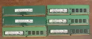 Lot of 6 -  Hynix 8GB 2Rx8 PC4-2133P/2400T DDR4 Unbuffered ECC Unregistered RAM