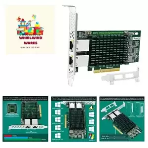 PCIE X8 Interface to 2X 10Gbps RJ45 Ports Network Adapter, Intel X540-AT2 Eth...