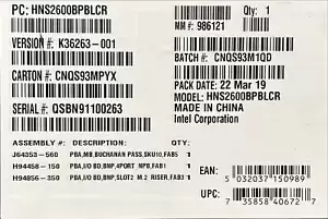 Intel HNS2600BPBLCR  Compute Module 2U Rack Socket P 165 W NEW BROWN BOX