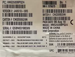 Intel HNS2600BPQ24 Compute Module 2U Rack Socket P 165 W NEW BULK PACKAGING