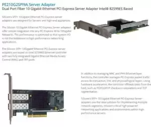 Silicom PE210G2SPI9AE-XR 2-Port PCIe SFP+ 10 Gigabit Server Adapter ?Dell T6CG9?