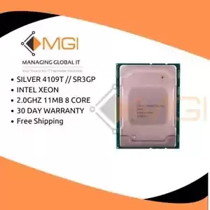 SILVER 4109T // SR3GP INTEL XEON 2.0GHZ 11MB 8 CORE LGA 3647 CPU 70W