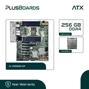 Supermicro Motherboard X10SRH-CF LGA2011 R3 C612 E5-2686V4 18 Core CPU 256GB RAM