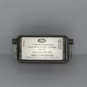 AMECO TV/FM INTERFERENCE HIGH PASS FILTER HP-75T 75 OHMS 0-52mHZ