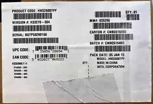 Intel HNS2600TPF Rack, Socket R3, 145 W Compute Module NEW OPEN BROWN BOX