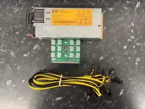 HP 750W Server PSU Crypto Mining PSU + Breakout board + 6pc 6pin to (6+2) Cables