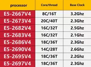 Intel Xeon E5-2667V4 2673V4 2682V4 2683V4 2686V4 2690V4 2695V4 2697V4 CPU