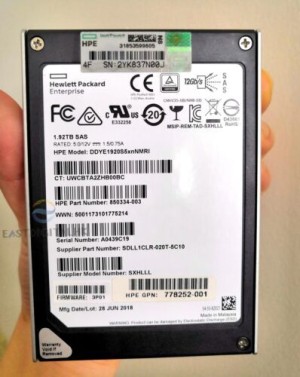 1.92TB SSD HPE 2.5 12Gbs SAS DDYE1920S5xnNMRI SXHLLL 3P01  778252-001 850334-003