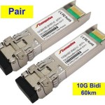 Pair - 60km 10G BiDi SFP+ Transceiver for Cisco, Allied Telesis, Arista Networks