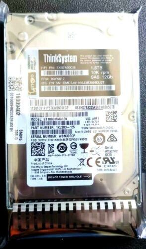 Lenovo 00YK017 7XB7A0002 1.8T 10K SAS 12Gb 2.5 HDD in tray for SR series servers
