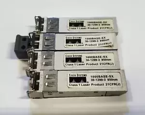 LOT OF 4 Cisco 1000Base-SX SFP Fiber Transceiver 30-1299-3 850nm- Genuine