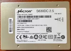 Server  Hard Drive 1.92 TB. SSD,SAS. Micron S630DC2.5. Model# MTFDJAL1T9MBT