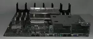 HP MOTHERBOARD 599038-001 W/ 2X CPU HEATSINK AND PSU CAGE 626424-002 463179-001