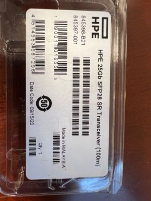 845398-B21 HPE 25GB SFP28 SR 100M TRANSCEIVER 849442-001 FTLF8536P4BCL-HP